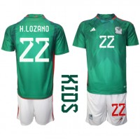 Fotballdrakt Barn Mexico Hirving Lozano #22 Hjemmedraktsett VM 2022 Kortermet (+ Korte bukser)